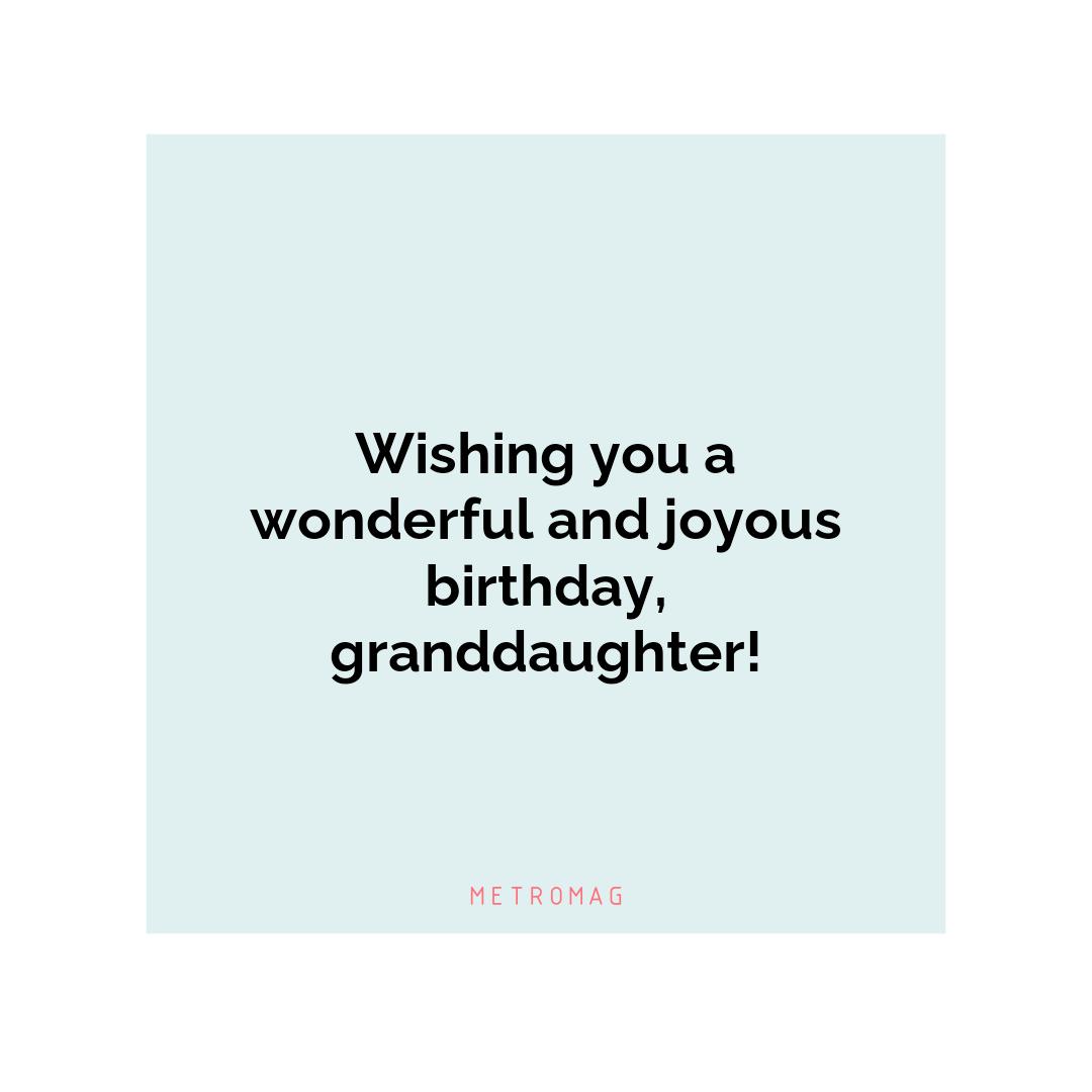 Wishing you a wonderful and joyous birthday, granddaughter!