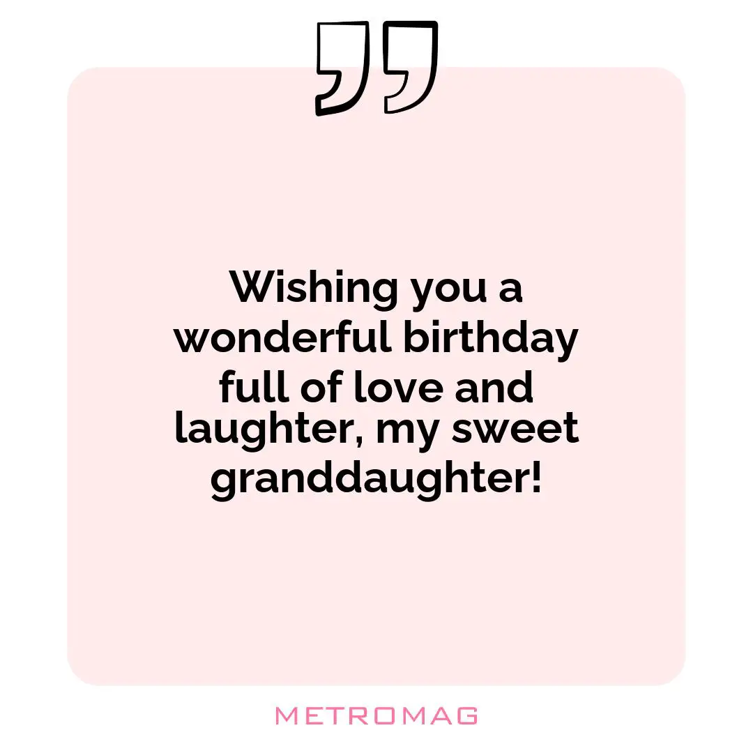 Wishing you a wonderful birthday full of love and laughter, my sweet granddaughter!