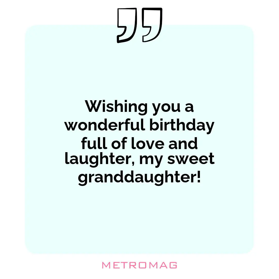 Wishing you a wonderful birthday full of love and laughter, my sweet granddaughter!