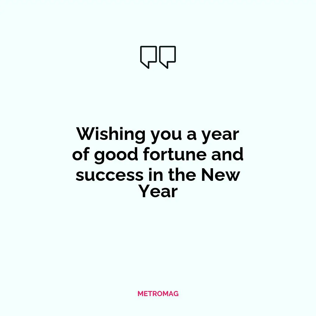 Wishing you a year of good fortune and success in the New Year
