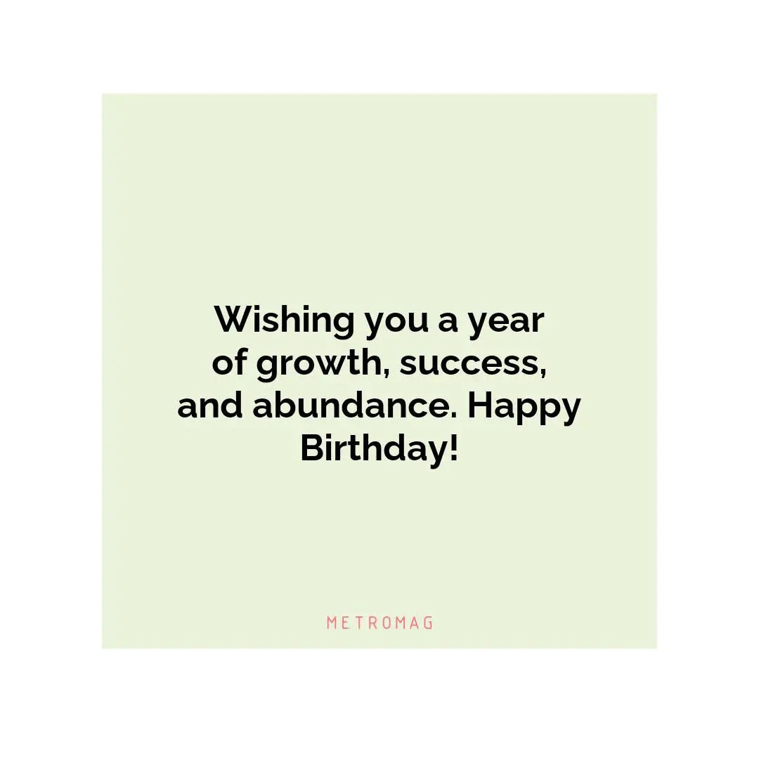 Wishing you a year of growth, success, and abundance. Happy Birthday!