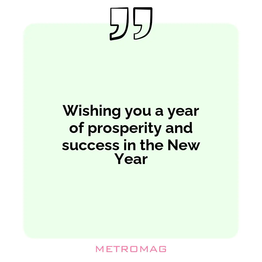 Wishing you a year of prosperity and success in the New Year