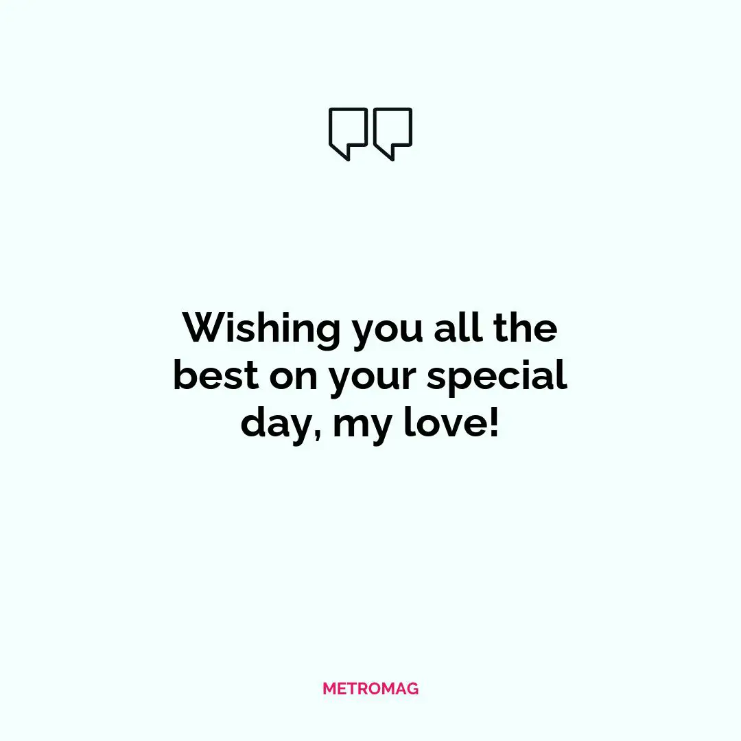Wishing you all the best on your special day, my love!