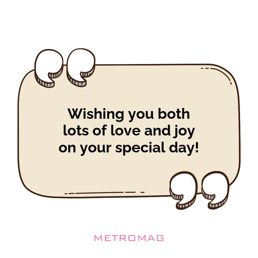 Wishing you both lots of love and joy on your special day!