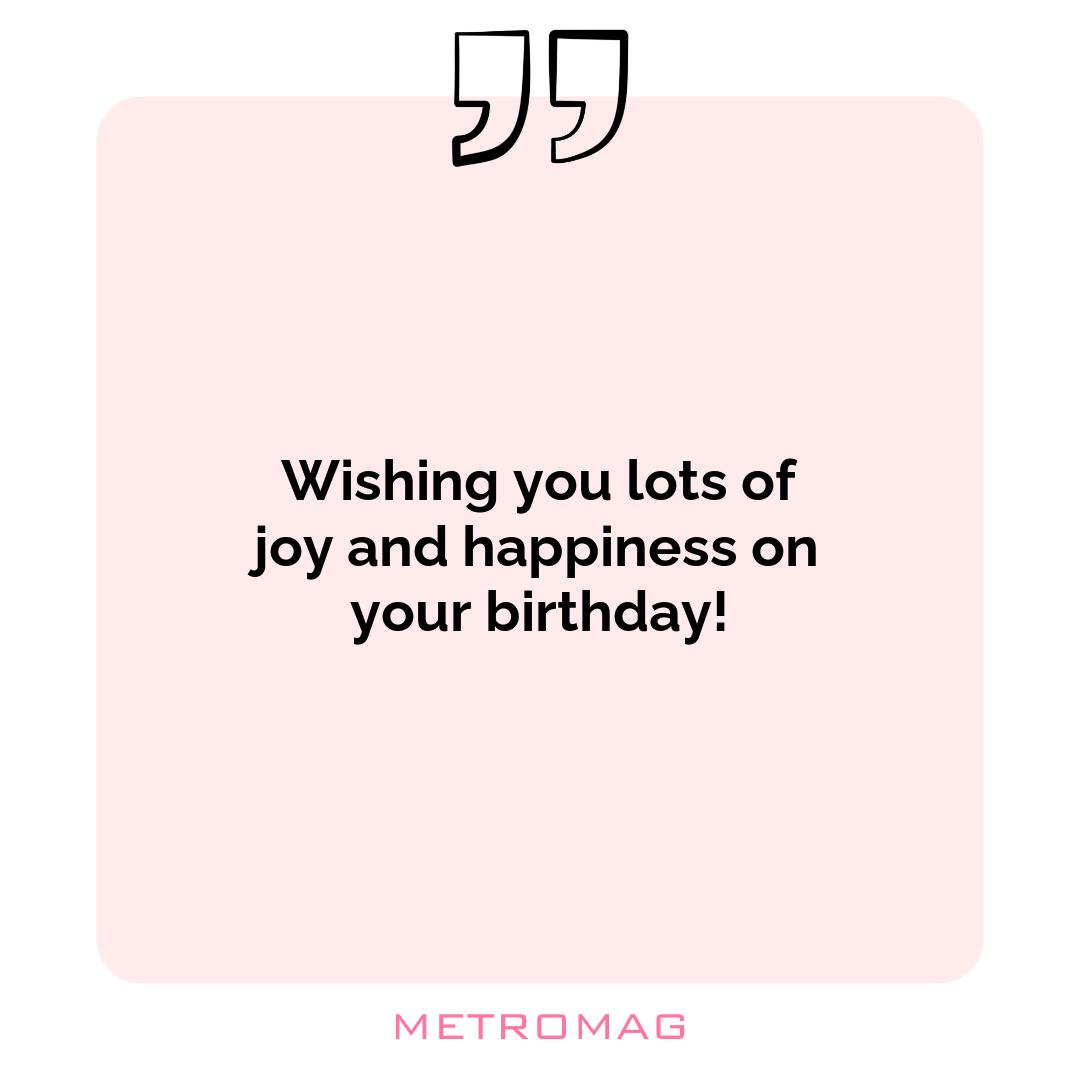 Wishing you lots of joy and happiness on your birthday!