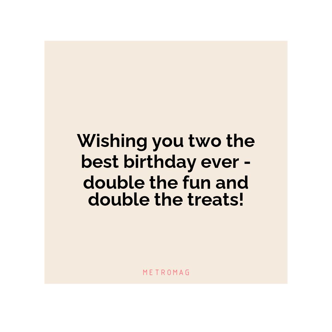 Wishing you two the best birthday ever - double the fun and double the treats!