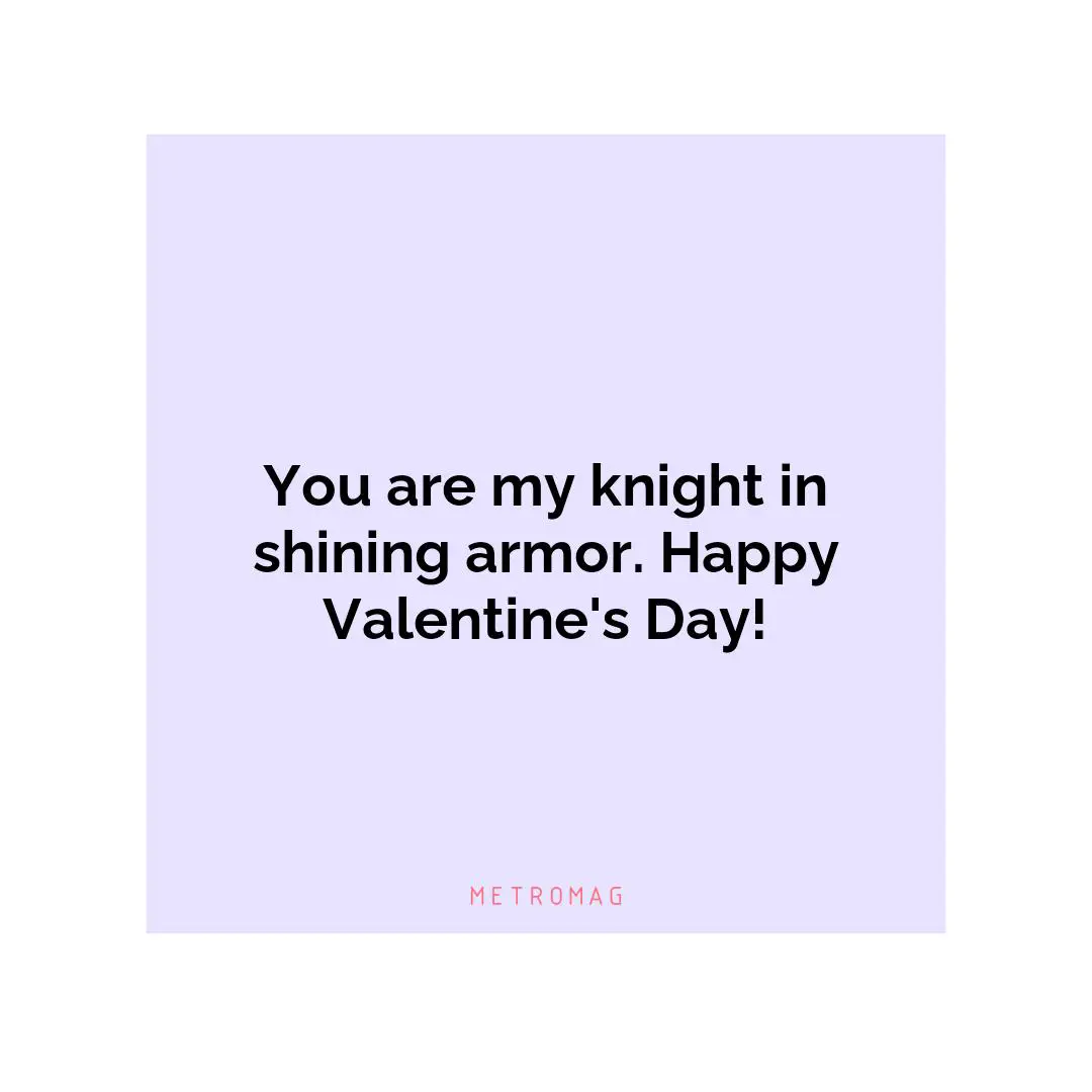 You are my knight in shining armor. Happy Valentine's Day!