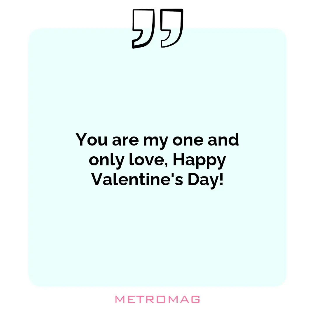 You are my one and only love, Happy Valentine's Day!
