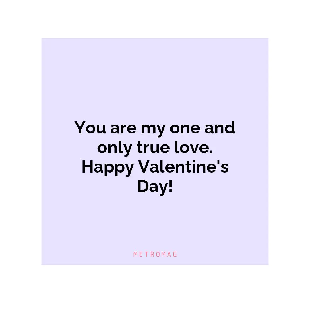 You are my one and only true love. Happy Valentine's Day!
