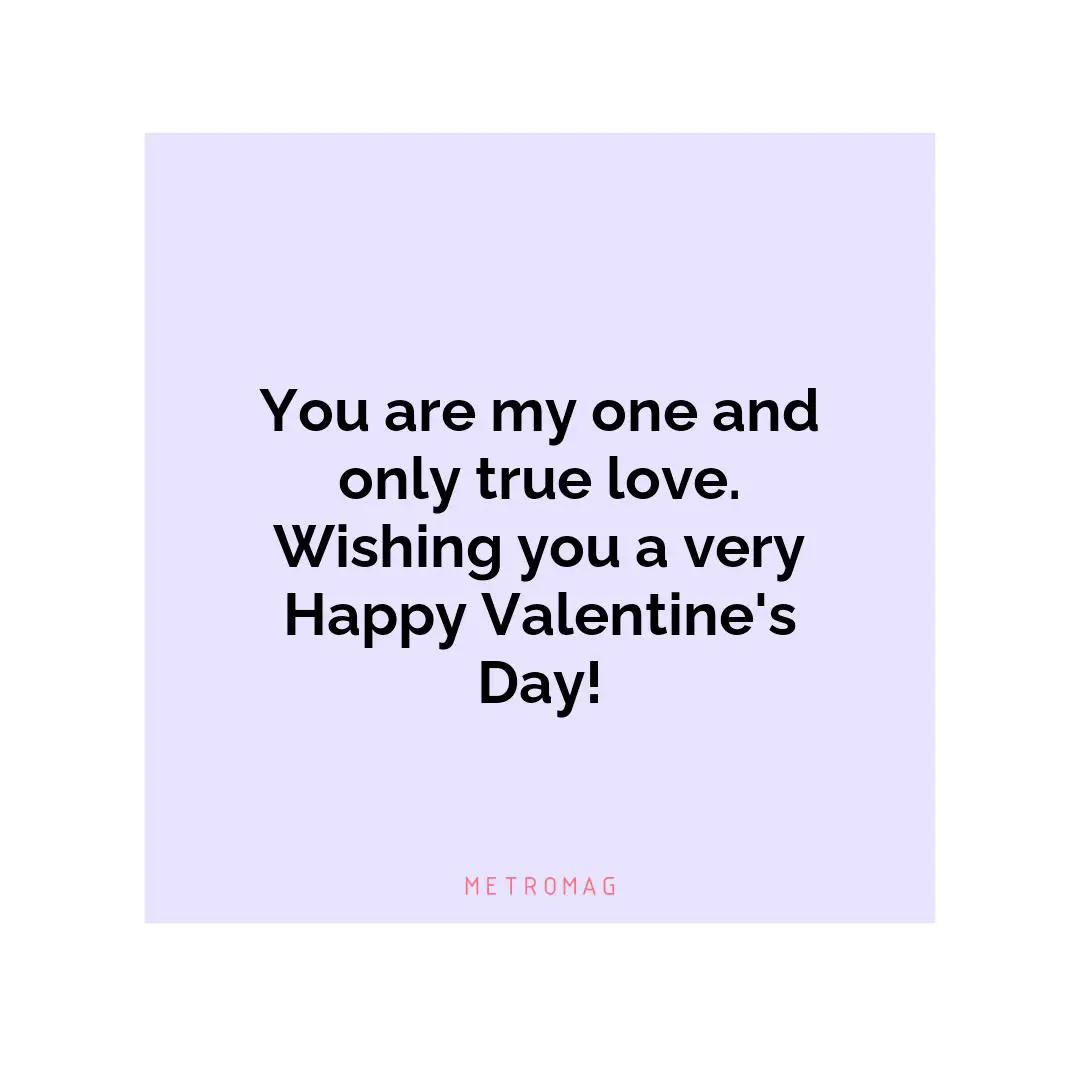 You are my one and only true love. Wishing you a very Happy Valentine's Day!