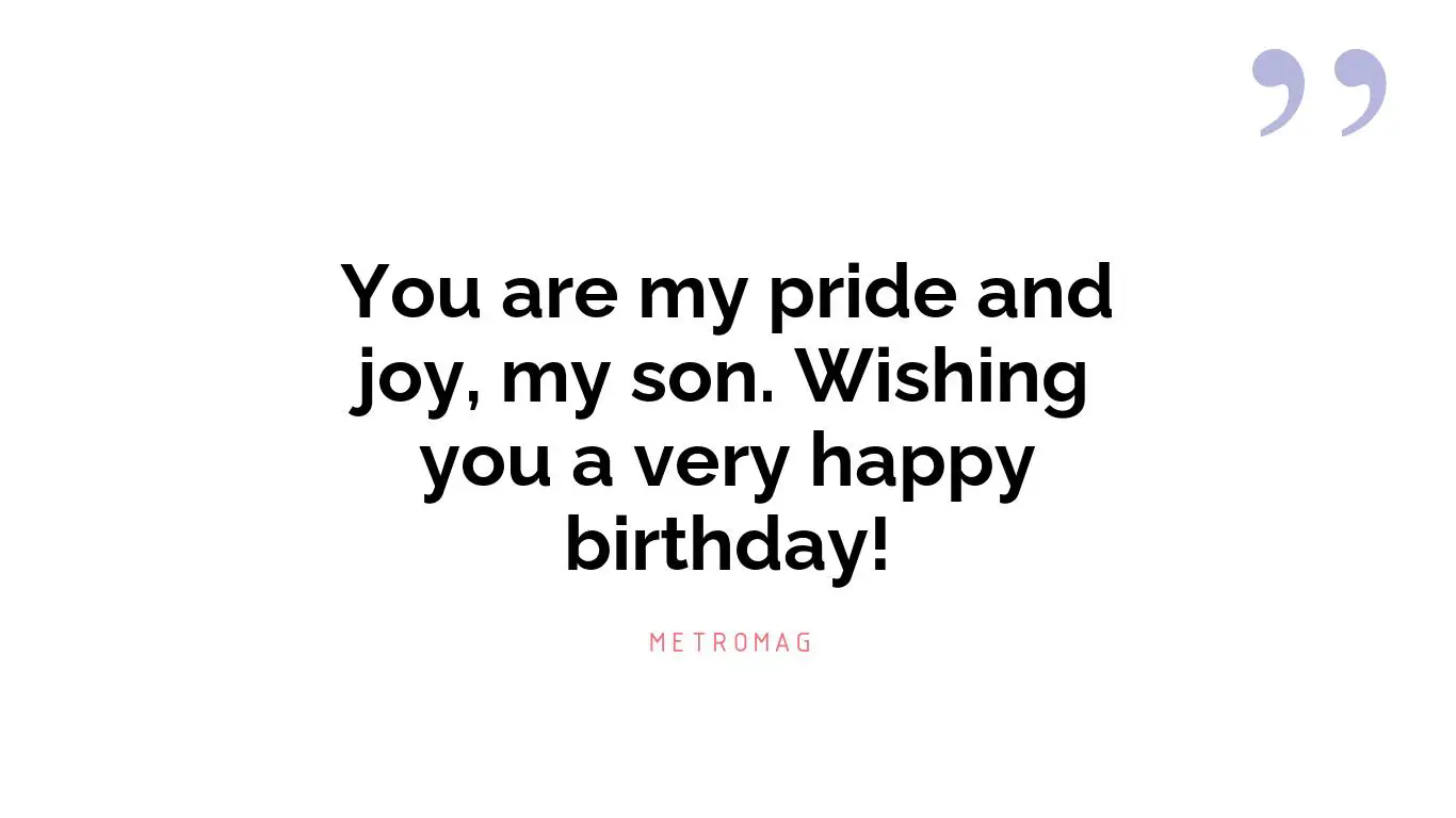 You are my pride and joy, my son. Wishing you a very happy birthday!
