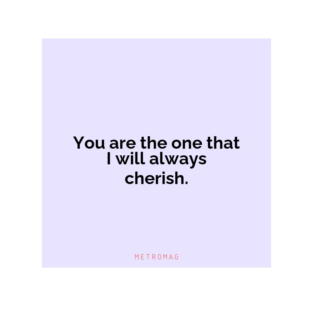 You are the one that I will always cherish.
