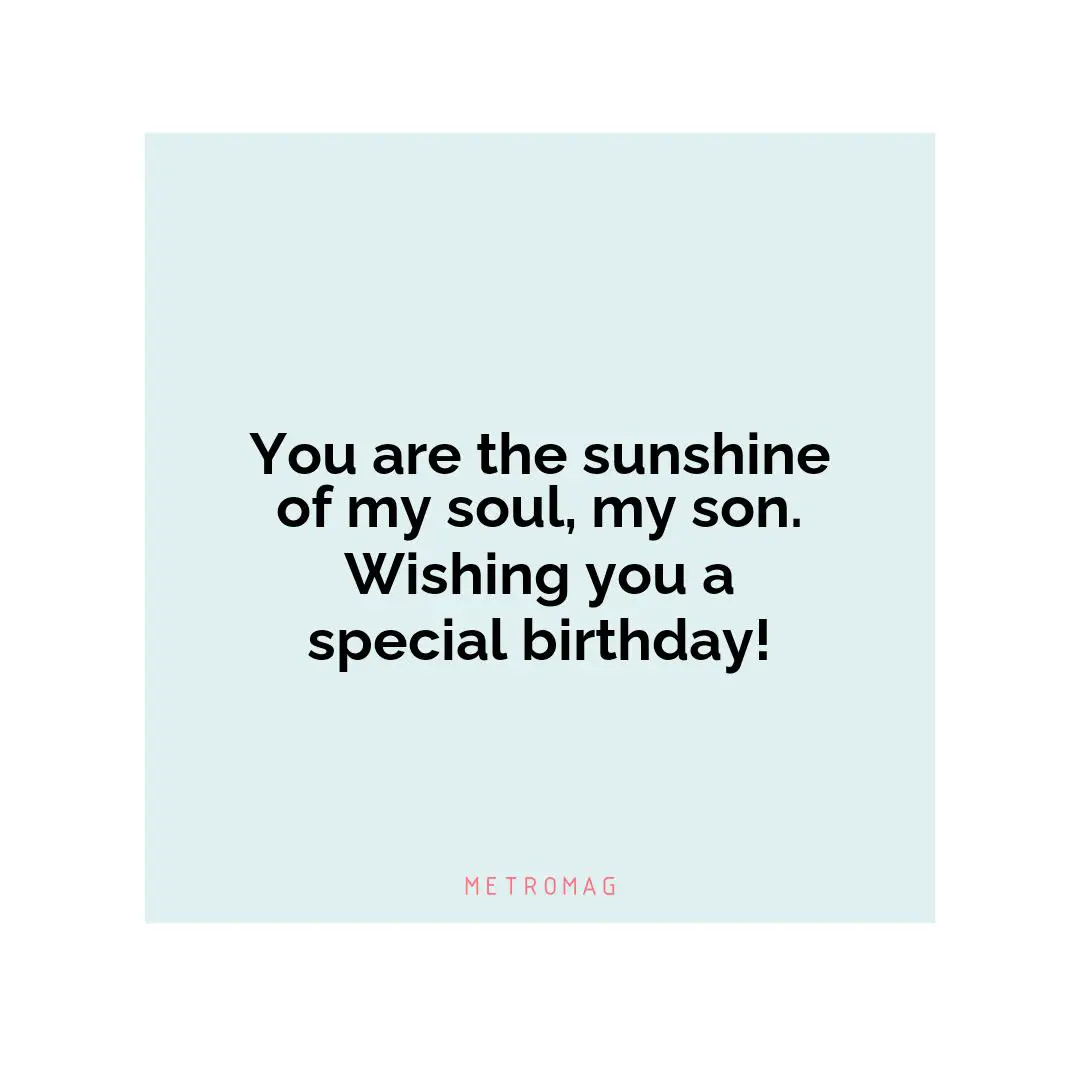 You are the sunshine of my soul, my son. Wishing you a special birthday!