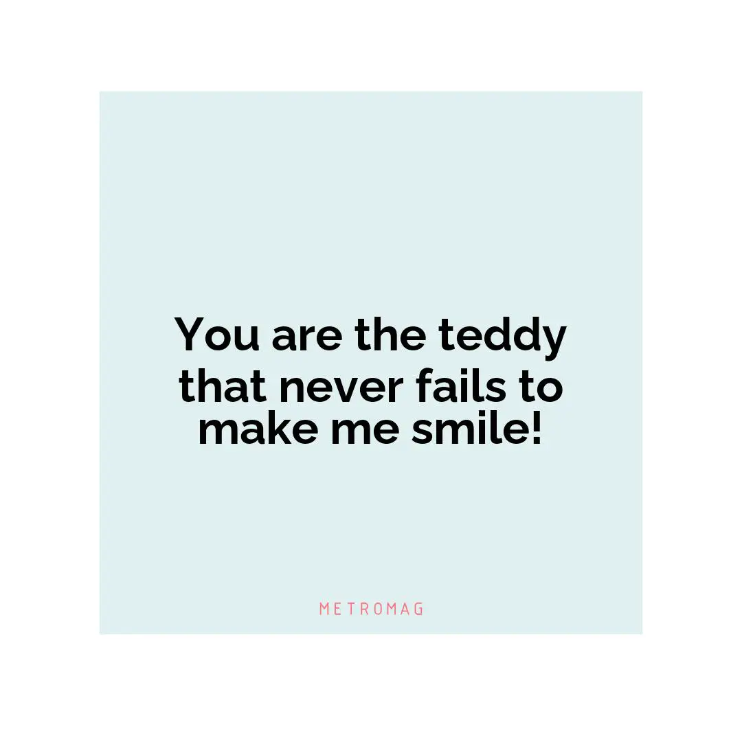 You are the teddy that never fails to make me smile!