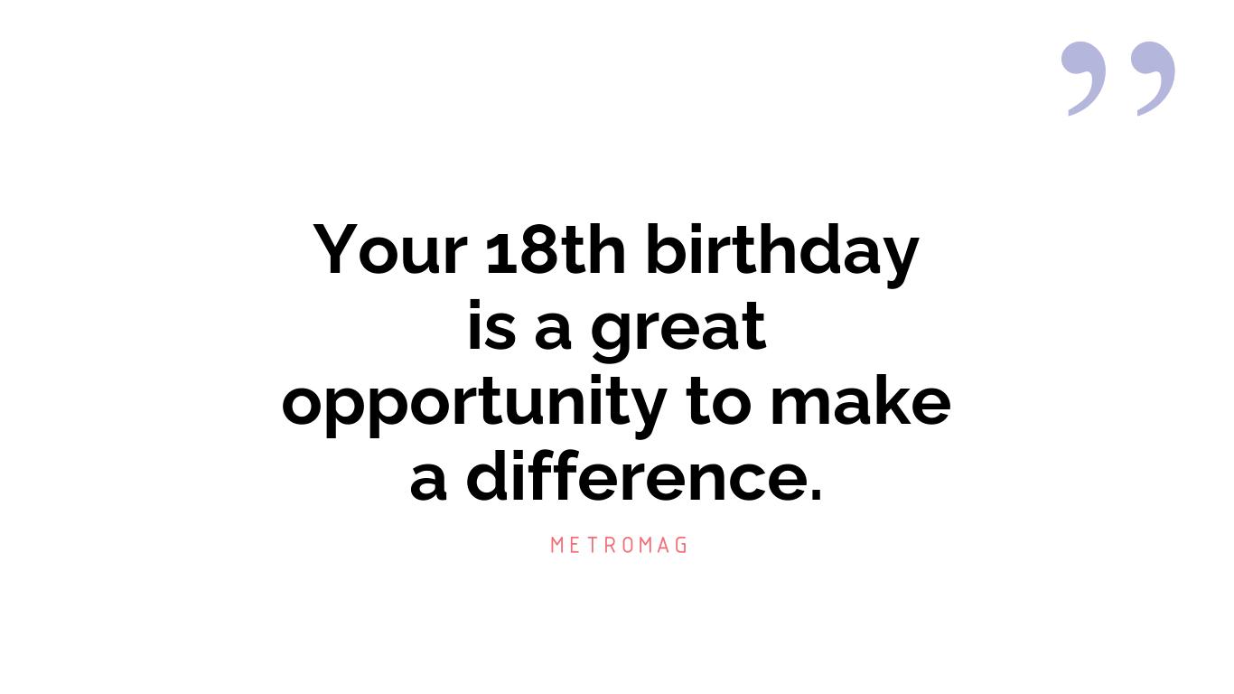 Your 18th birthday is a great opportunity to make a difference.