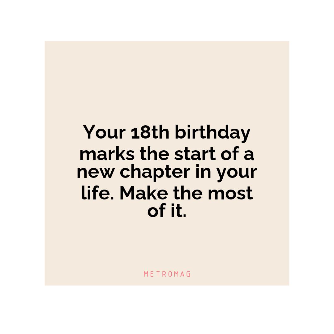 Your 18th birthday marks the start of a new chapter in your life. Make the most of it.