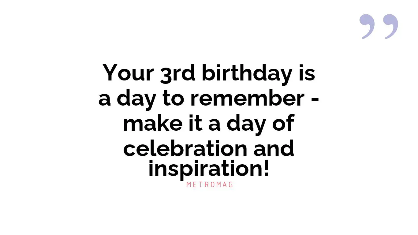 Your 3rd birthday is a day to remember - make it a day of celebration and inspiration!