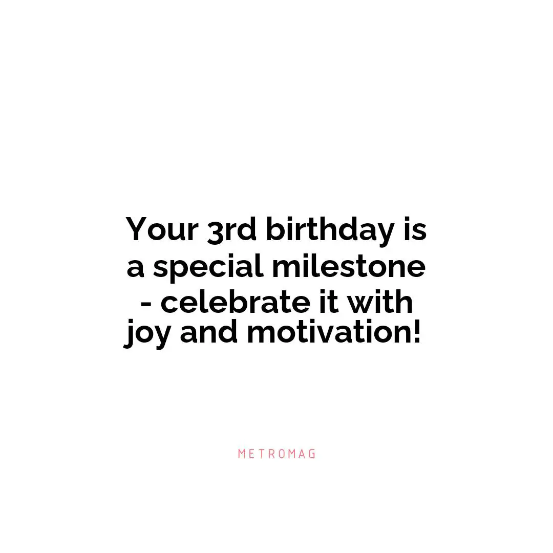 Your 3rd birthday is a special milestone - celebrate it with joy and motivation!
