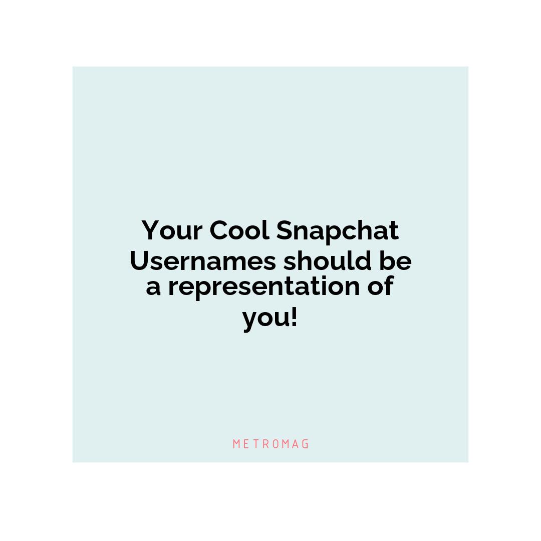 Your Cool Snapchat Usernames should be a representation of you!