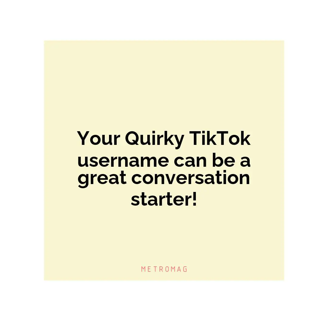 Your Quirky TikTok username can be a great conversation starter!