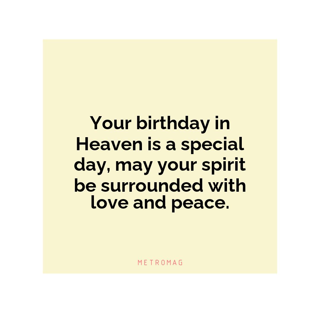 Your birthday in Heaven is a special day, may your spirit be surrounded with love and peace.