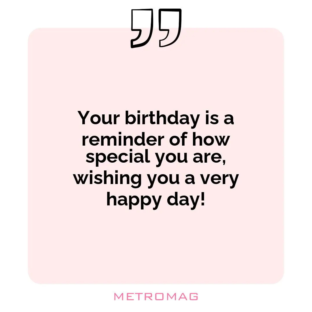 Your birthday is a reminder of how special you are, wishing you a very happy day!