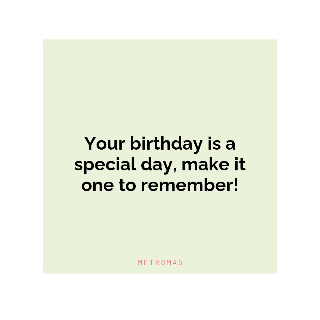 Your birthday is a special day, make it one to remember!
