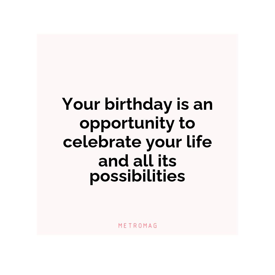 Your birthday is an opportunity to celebrate your life and all its possibilities