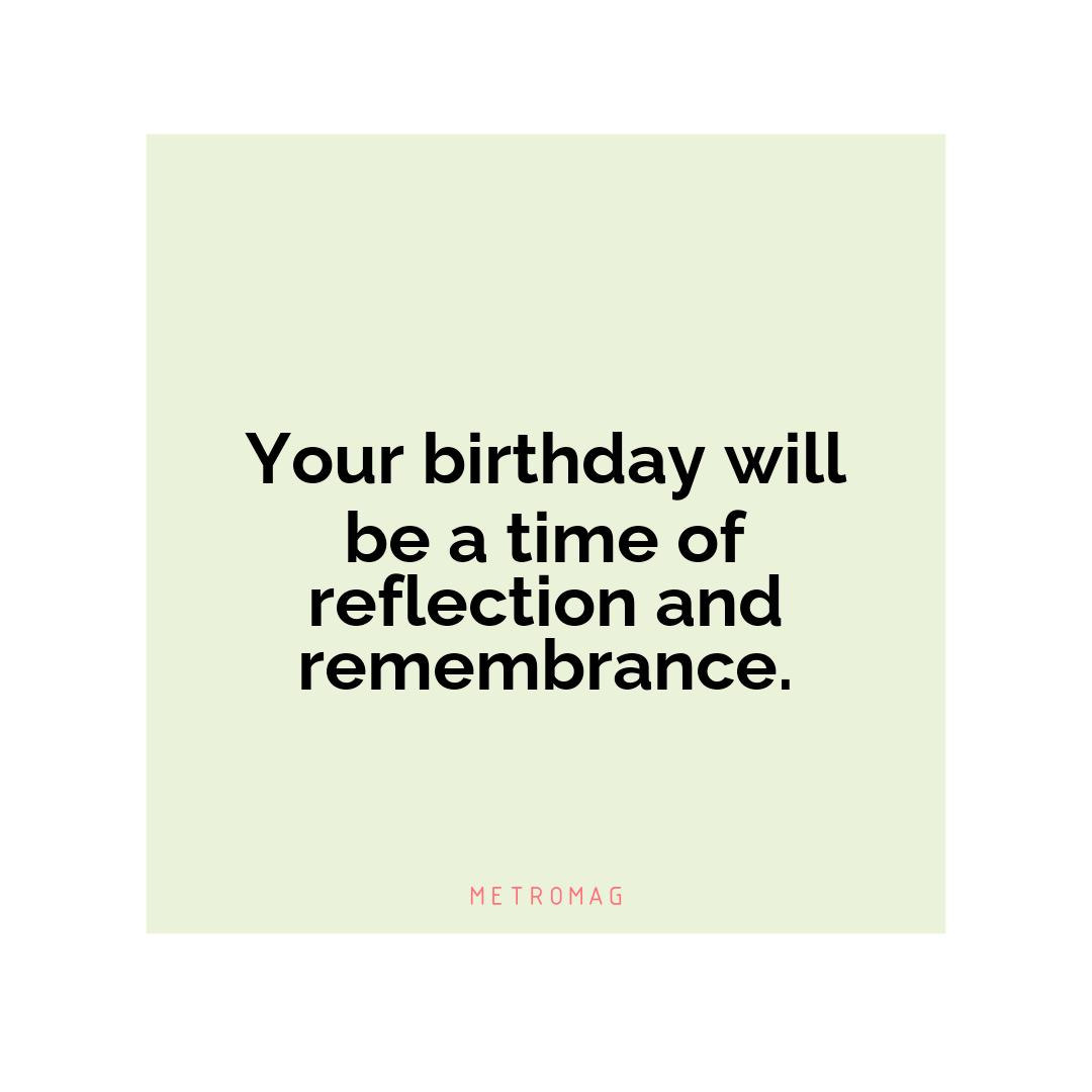 Your birthday will be a time of reflection and remembrance.