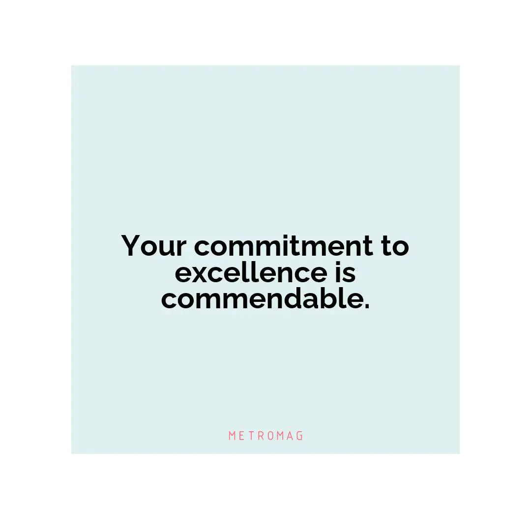 Your commitment to excellence is commendable.