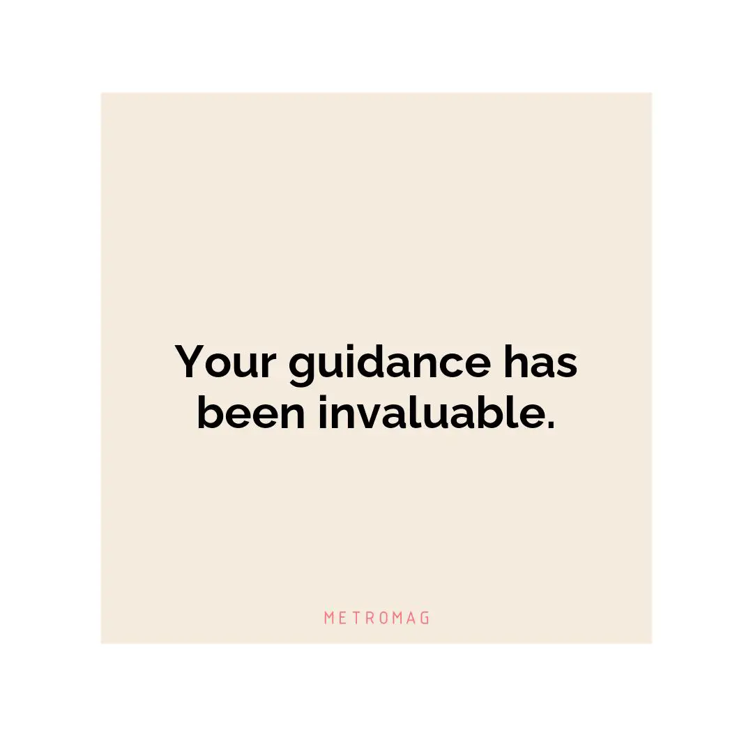 Your guidance has been invaluable.