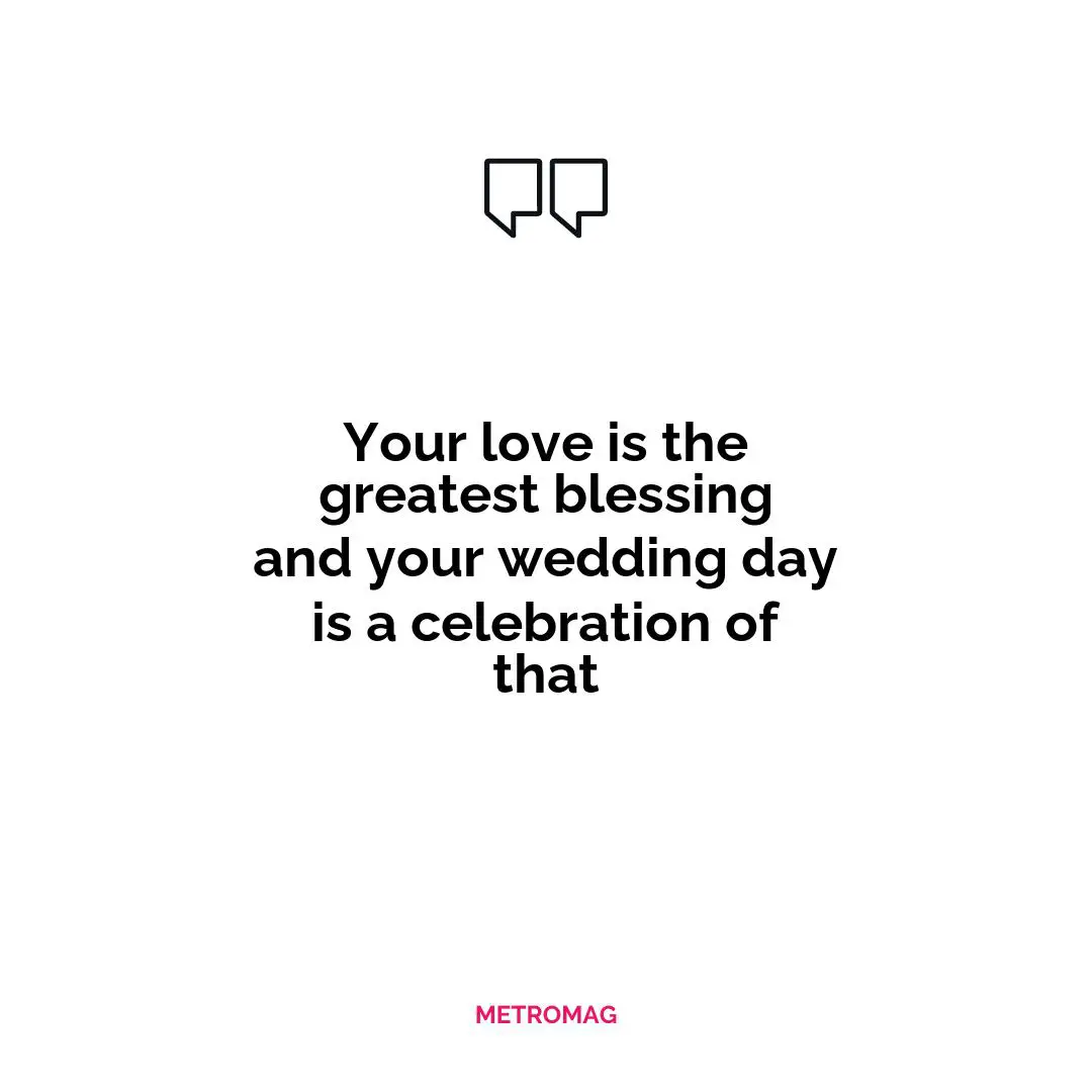 Your love is the greatest blessing and your wedding day is a celebration of that