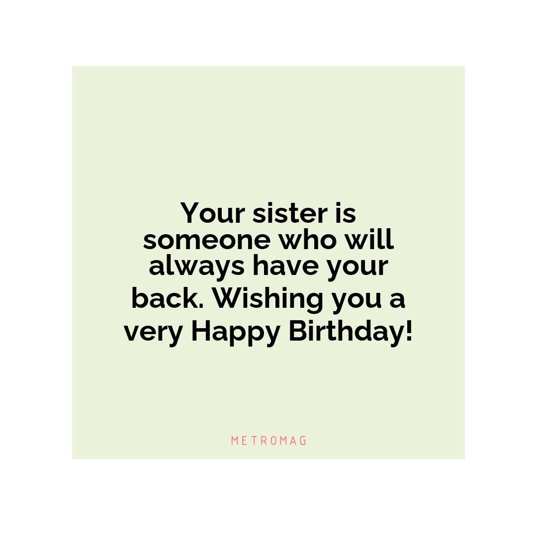 Your sister is someone who will always have your back. Wishing you a very Happy Birthday!
