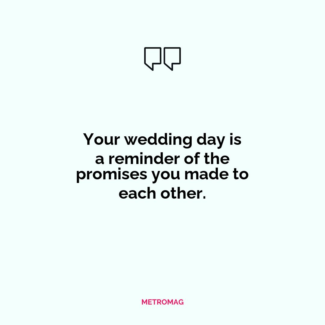 Your wedding day is a reminder of the promises you made to each other.