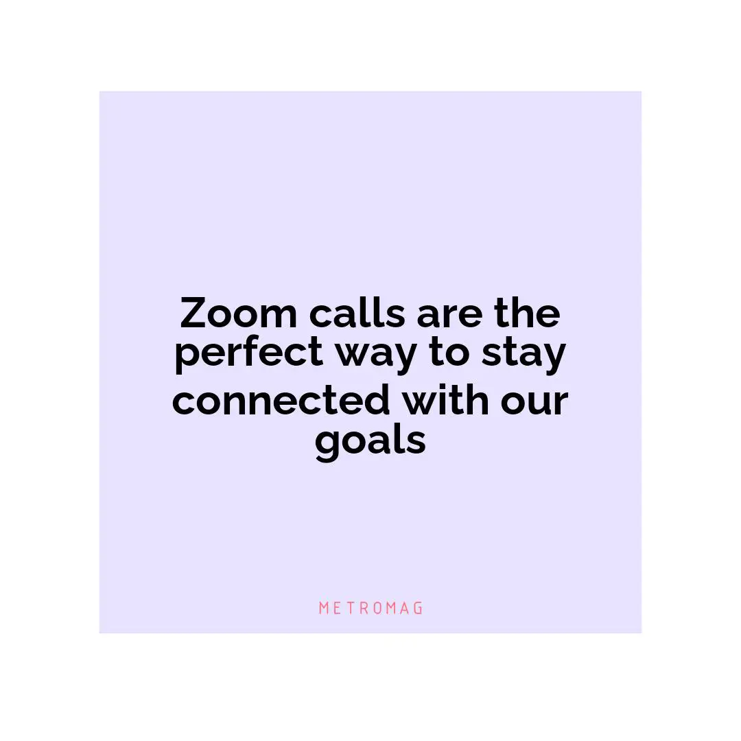 Zoom calls are the perfect way to stay connected with our goals