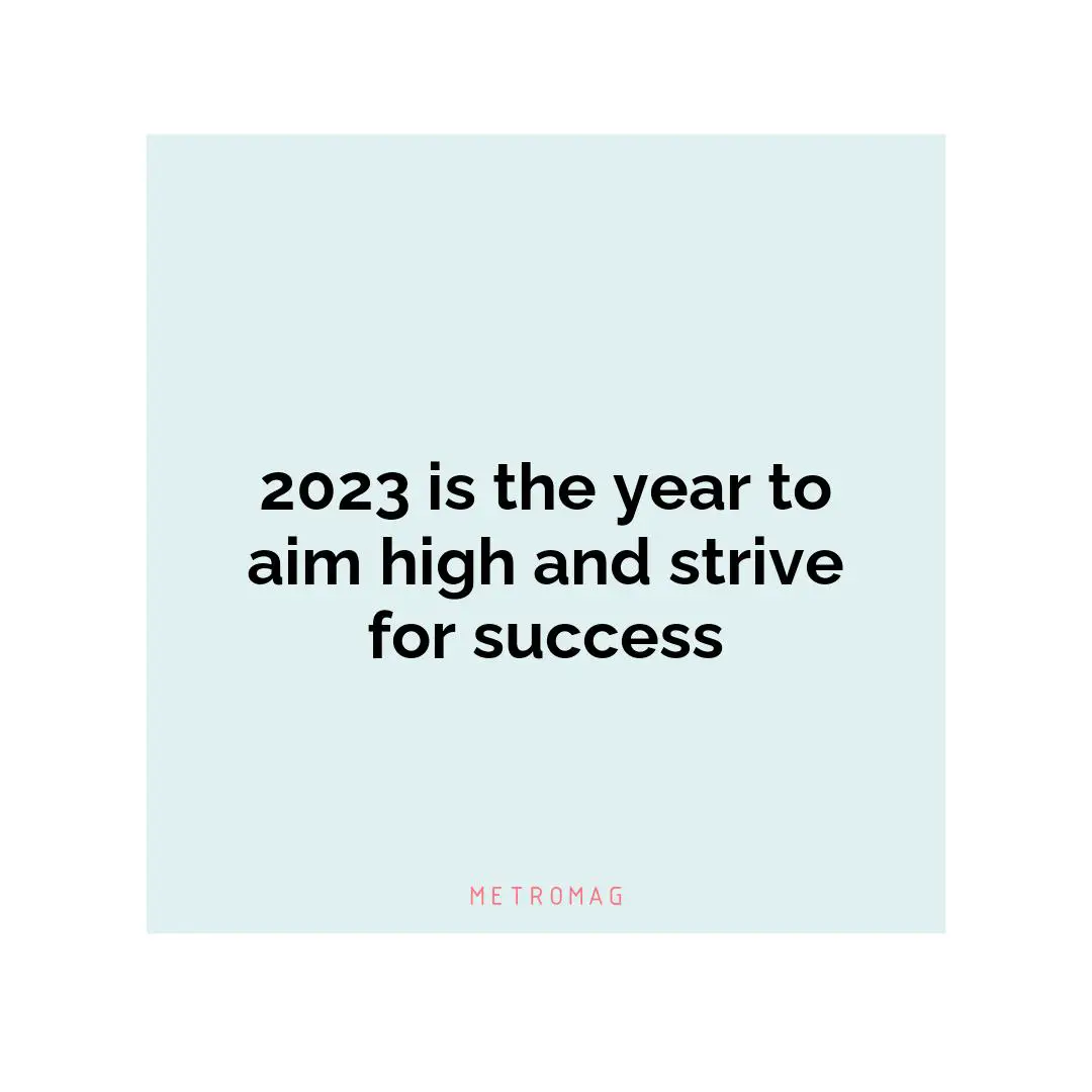 2023 is the year to aim high and strive for success