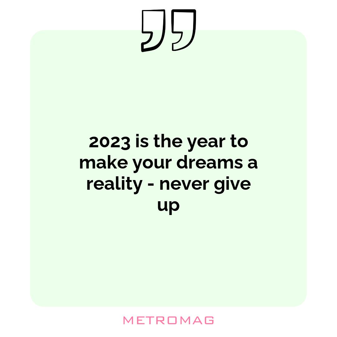 2023 is the year to make your dreams a reality - never give up