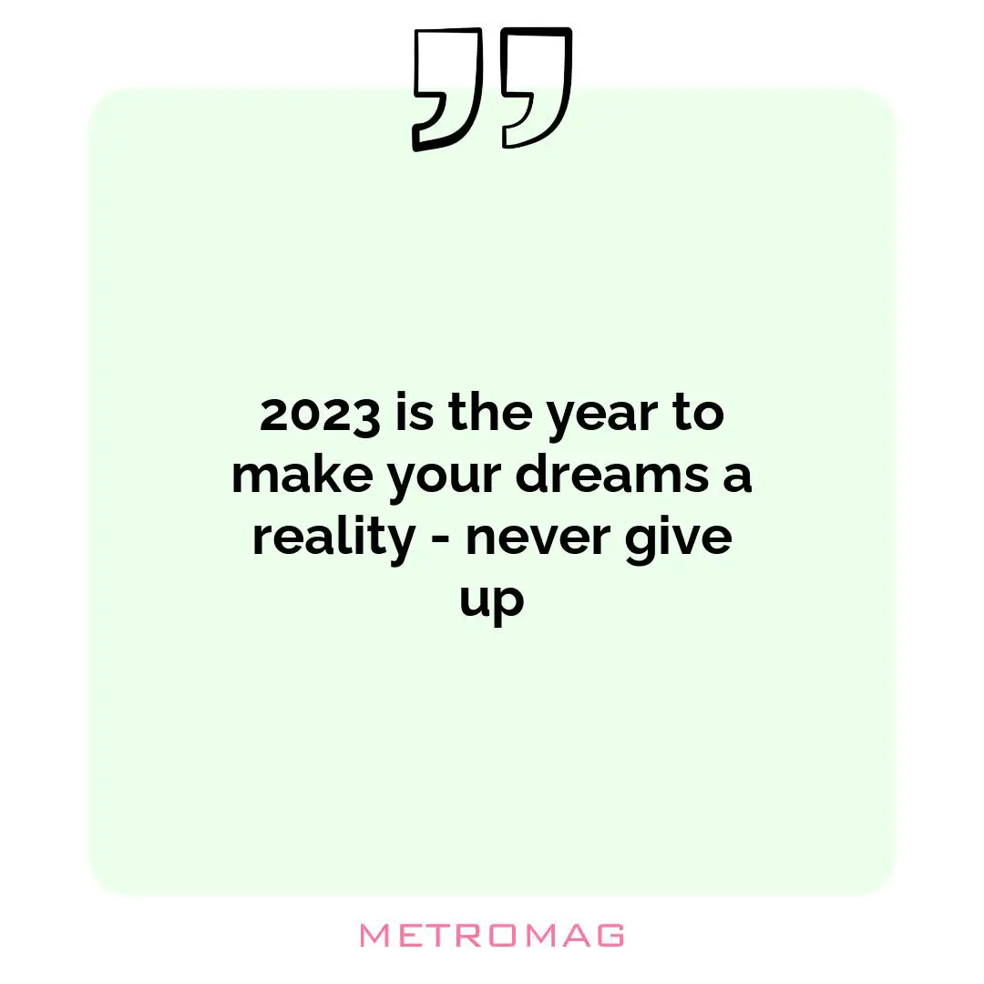 2023 is the year to make your dreams a reality - never give up