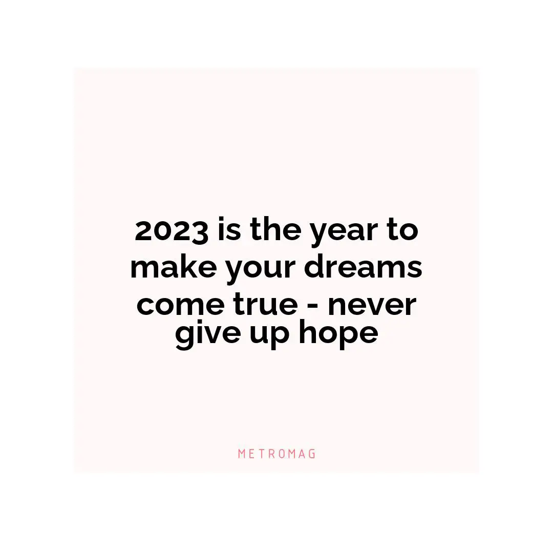 2023 is the year to make your dreams come true - never give up hope