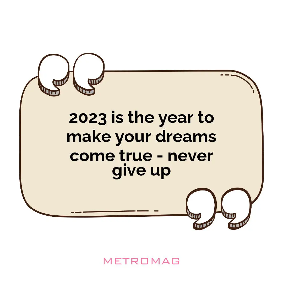 2023 is the year to make your dreams come true - never give up