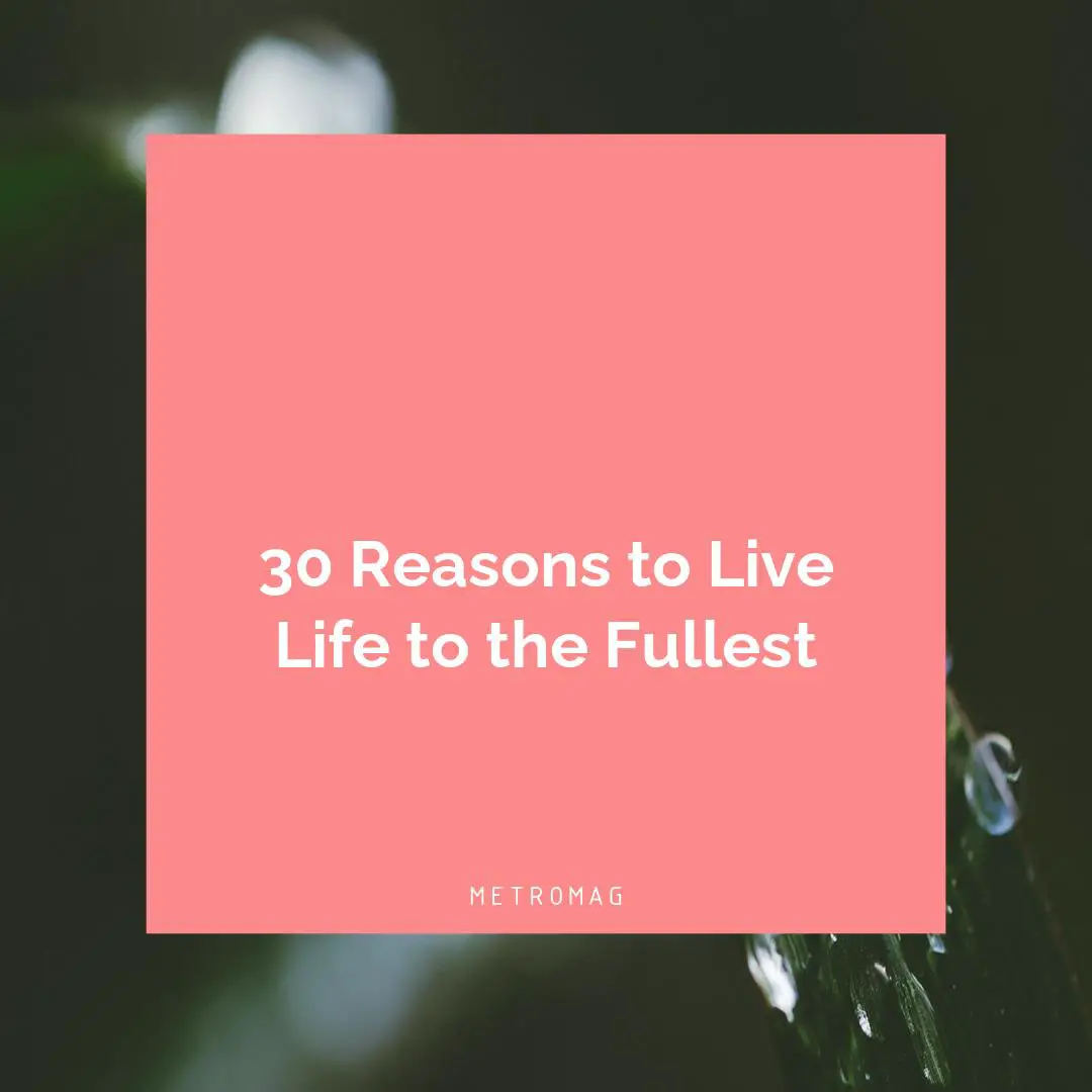 30 Reasons to Live Life to the Fullest