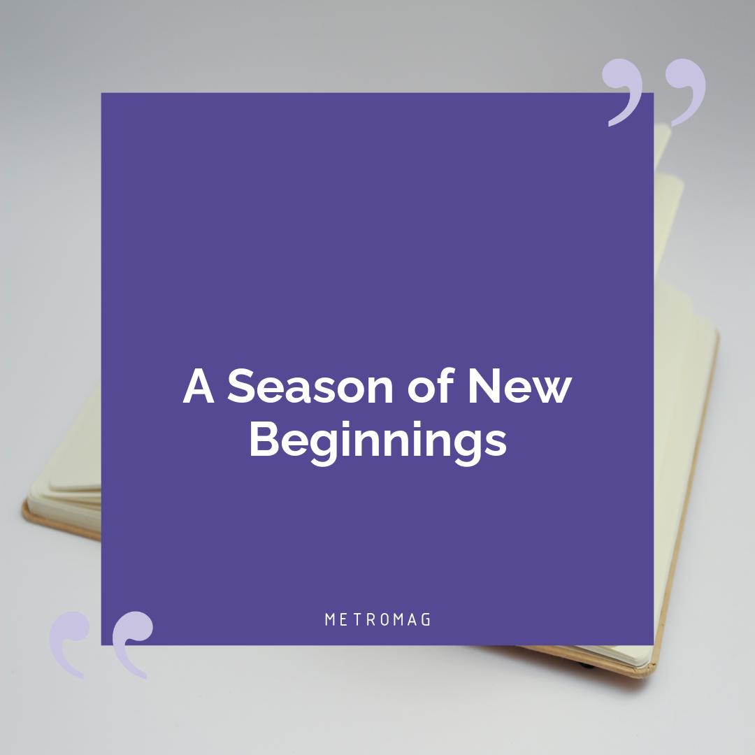 A Season of New Beginnings