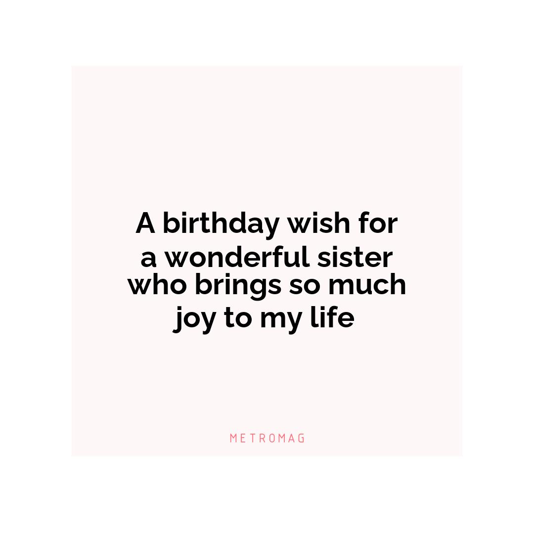 A birthday wish for a wonderful sister who brings so much joy to my life