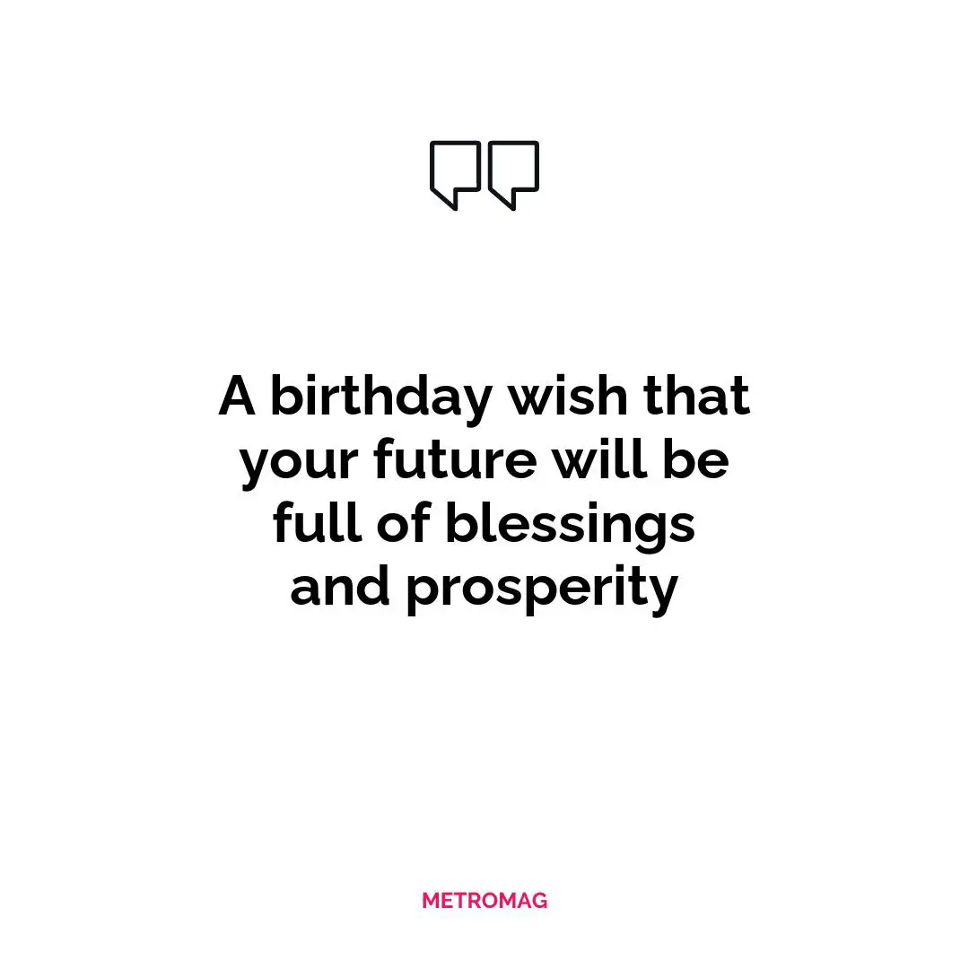 A birthday wish that your future will be full of blessings and prosperity