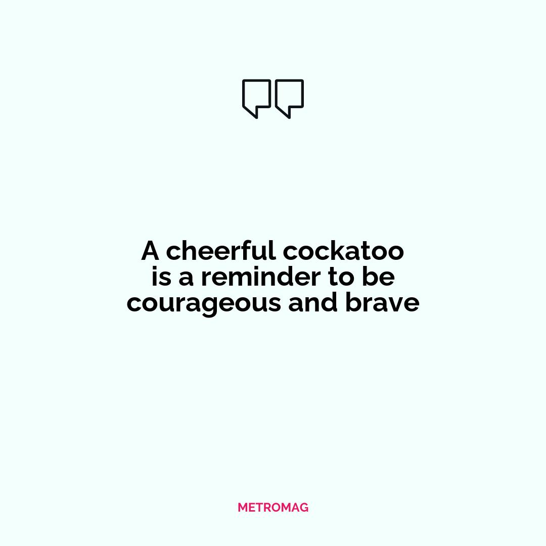 A cheerful cockatoo is a reminder to be courageous and brave