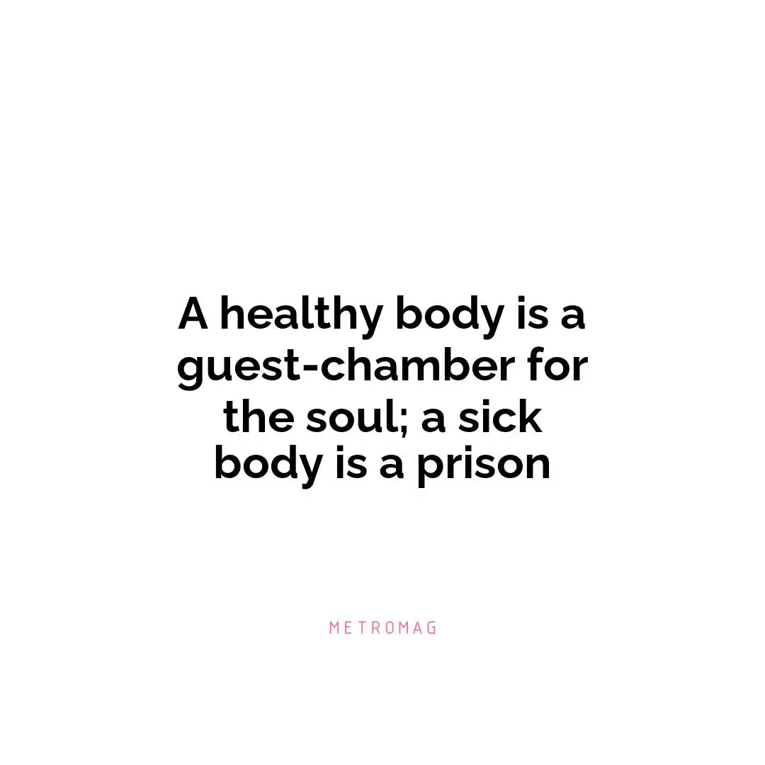A healthy body is a guest-chamber for the soul; a sick body is a prison