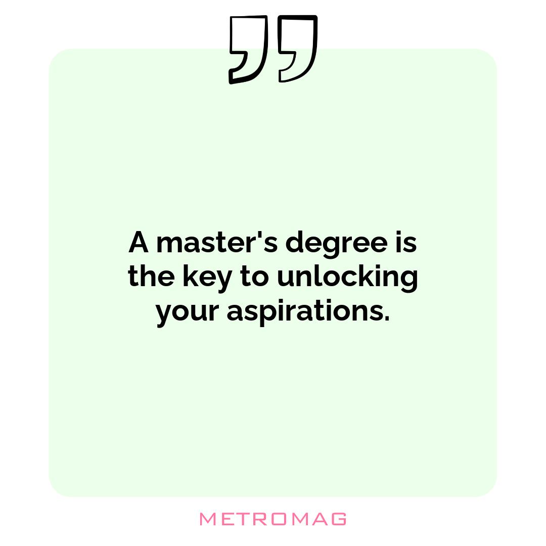 A master's degree is the key to unlocking your aspirations.
