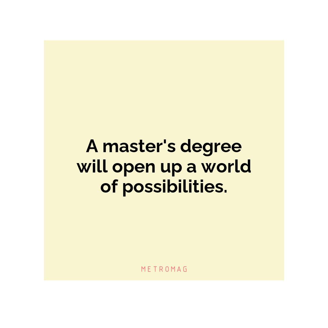 A master's degree will open up a world of possibilities.