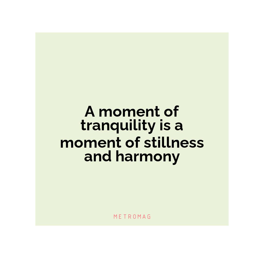 A moment of tranquility is a moment of stillness and harmony