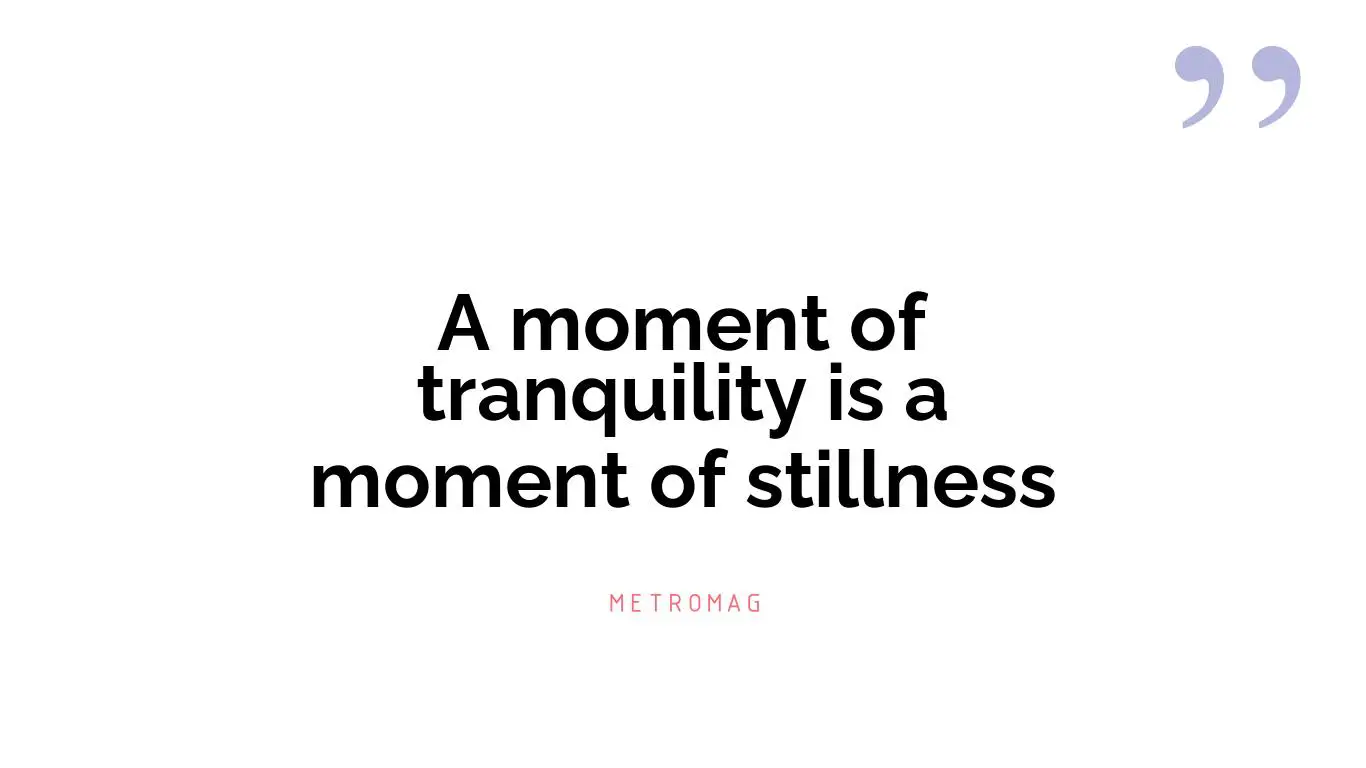 A moment of tranquility is a moment of stillness